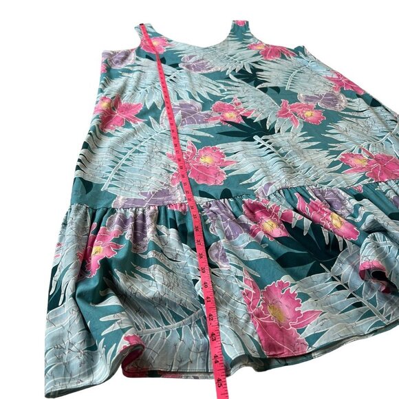 Hilo Hattie Womens XL Royal Hawaiian Creations Rayon Pop Long Dress Floral Leave - Picture 4 of 7